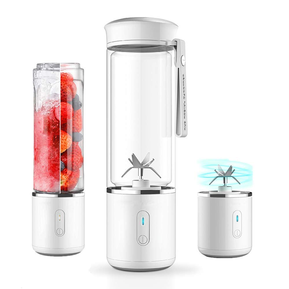 Kampo Deluxe Blender Bottle Fruit Juicer Portable Smoothie DIY Extractor USB Recharging 500ml  Borosilicate Food Grade Glass Bottle