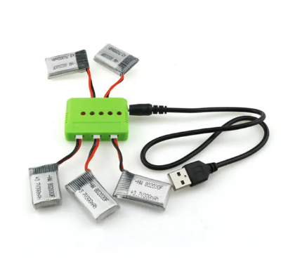 E55 Eachine Parts- 5 Batteries and 5way Charger for E55 Drone (3.7V 300mAh)