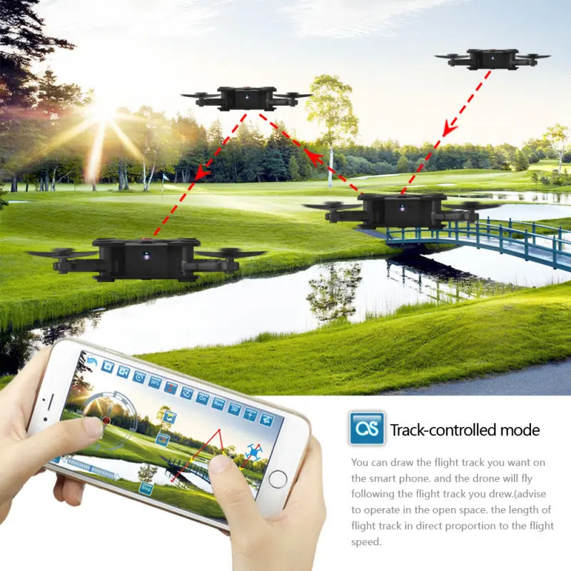 Track Control Mode Of Eachine E55 Mini WiFi FPV Foldable Pocket Selfie Drone With High Hold Mode RC Quadcopter - RTF