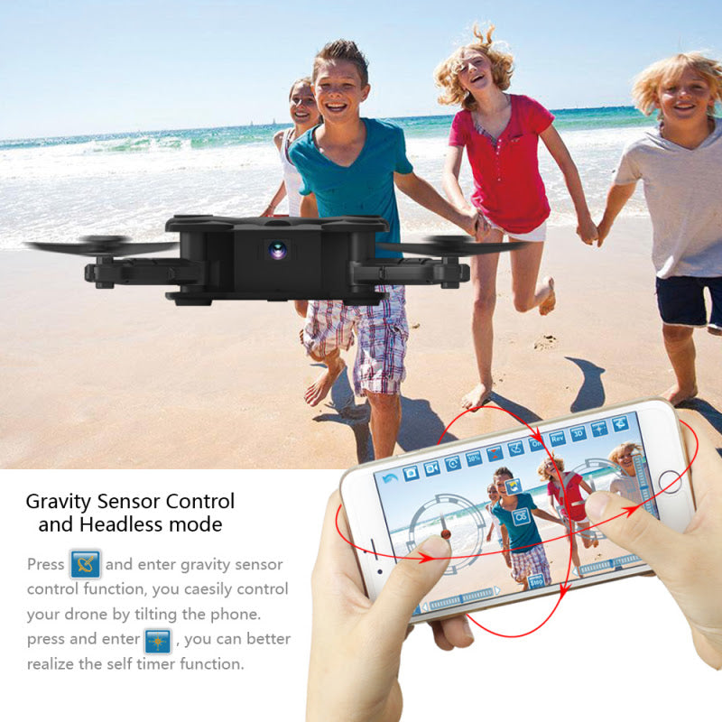 Eachine E55 Mini WiFi FPV Foldable Pocket Selfie Drone With High Hold Mode RC Quadcopter - RTF in action