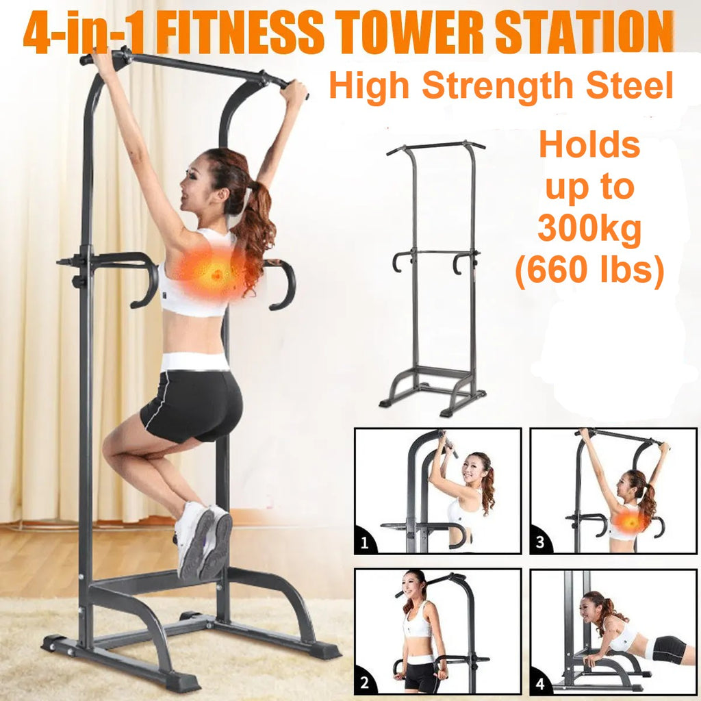 Exercises With Kampo Fitness Tower Pull Up,Chin Up,Power Dip,Push Up Home Exercise Stand