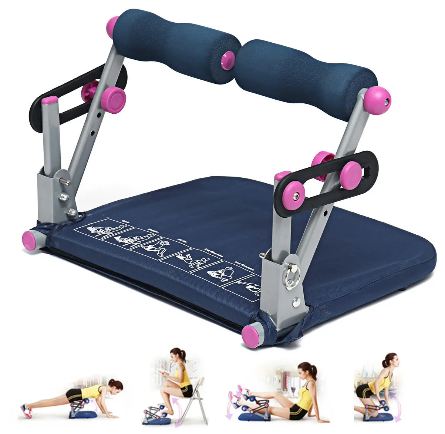 Kampo Fold Away Mini Home Gym Multi Use- Stepper, Cycle, Sit Up, Leg Press, Arm Press, Push Up Trainer 