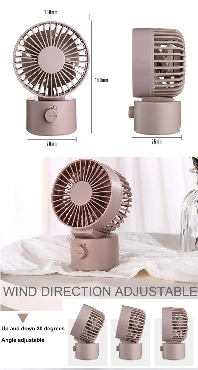 Wind Speed Black 1.2W Mini USB Rechargeable Desktop Quiet Fan 2 Modes Oscillating Cooling Fan