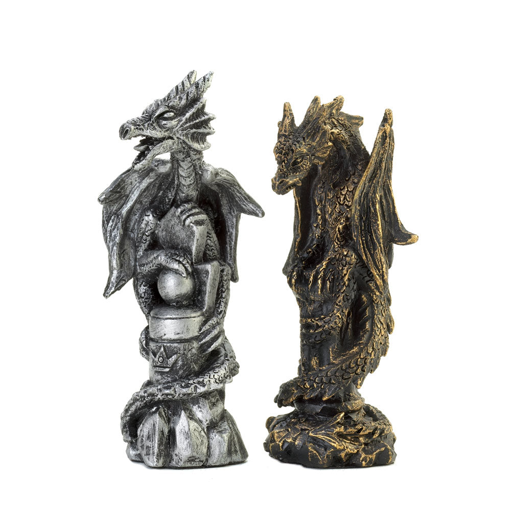 Four Corners Dragon Kingdom Chess Set Silver And Gold  Color Dragon Chess Pieces