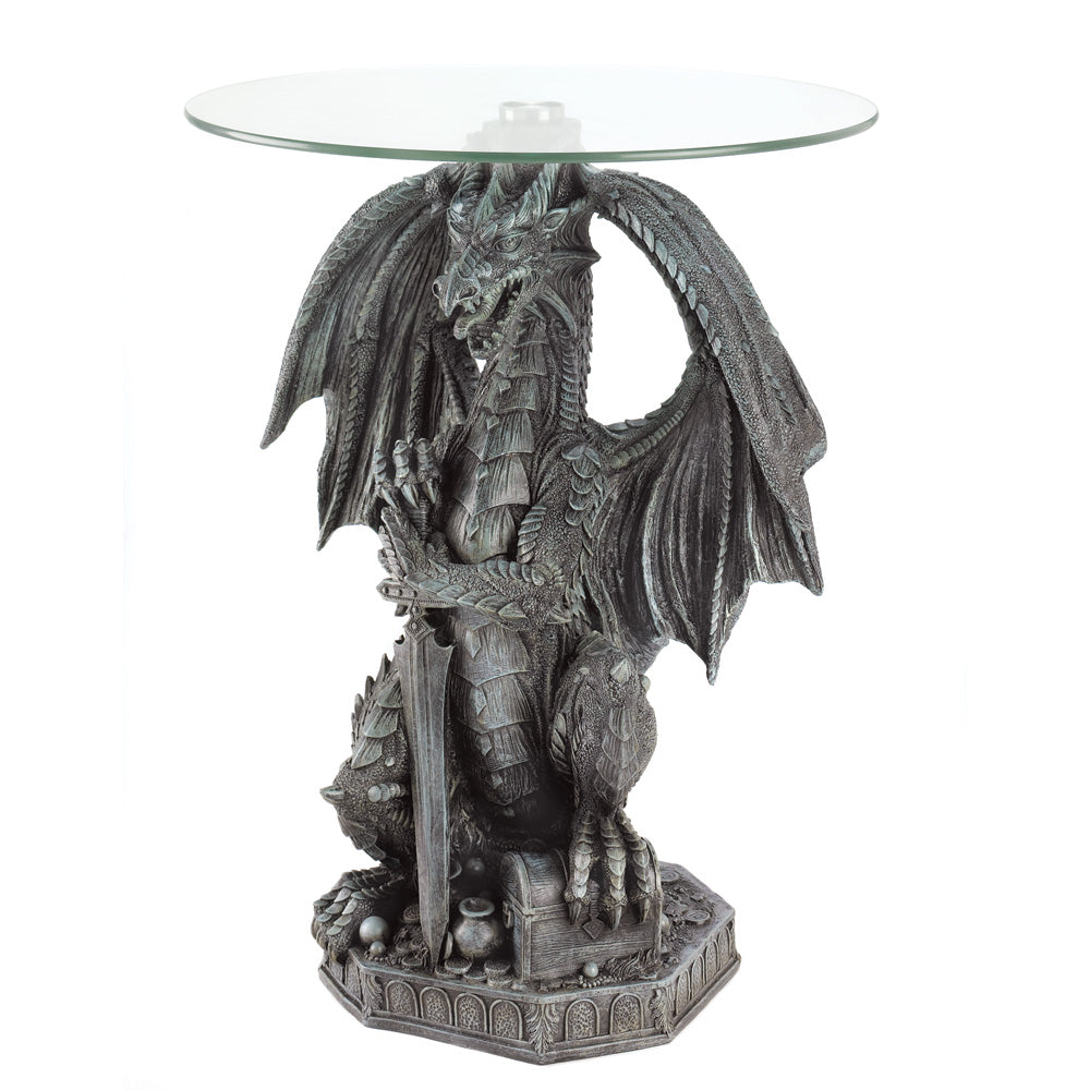 Dragon's Lair Guarding Dragon Accent Table End Table Night Stand