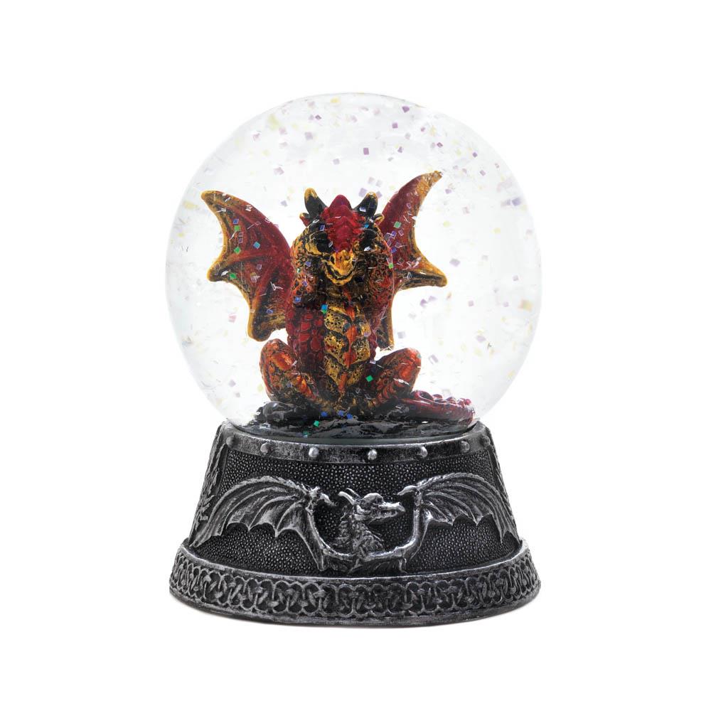 Seated Dragon Water Filled Glitter Snow Glass Globe Snow Globe (Your Choice Of 3 Colors)